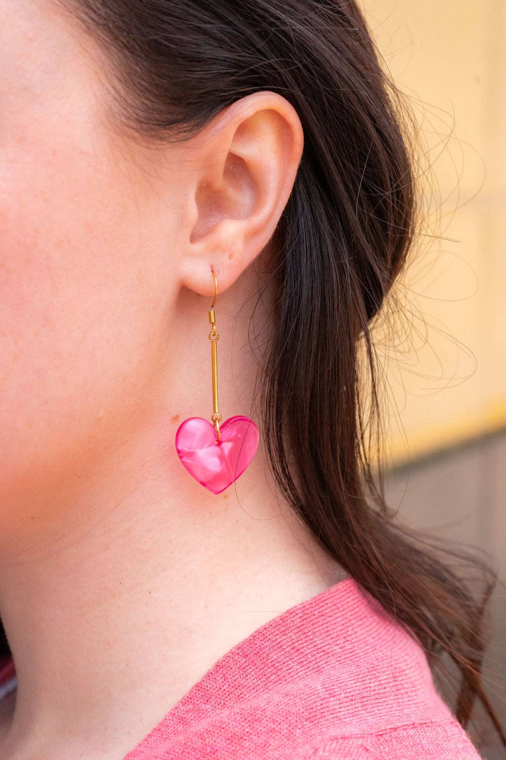 Mina Heart Earrings - Hot Pink