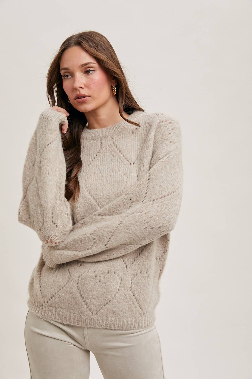 Pointelle Heart Sweater