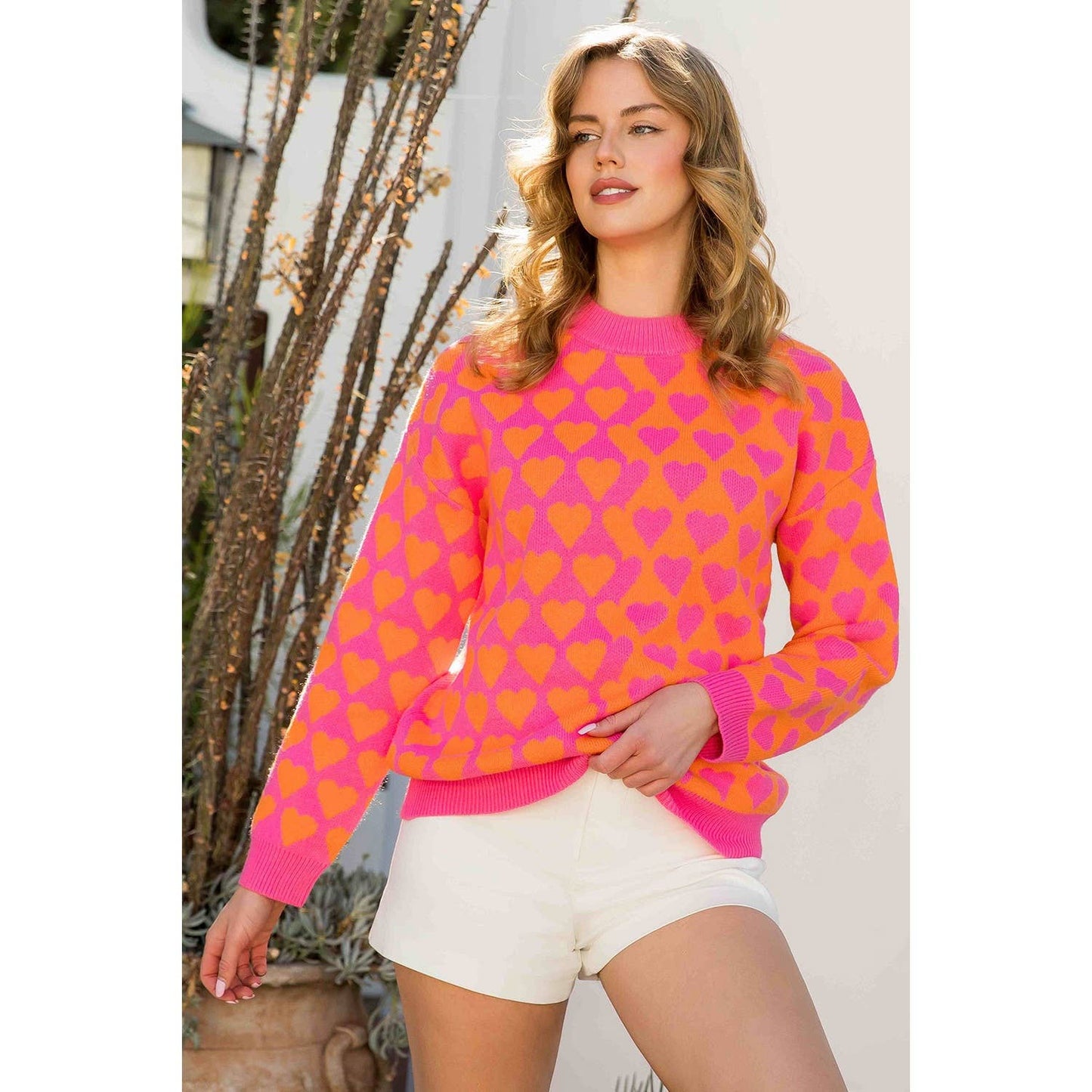 Citrus & Pink Heart Knit Sweater