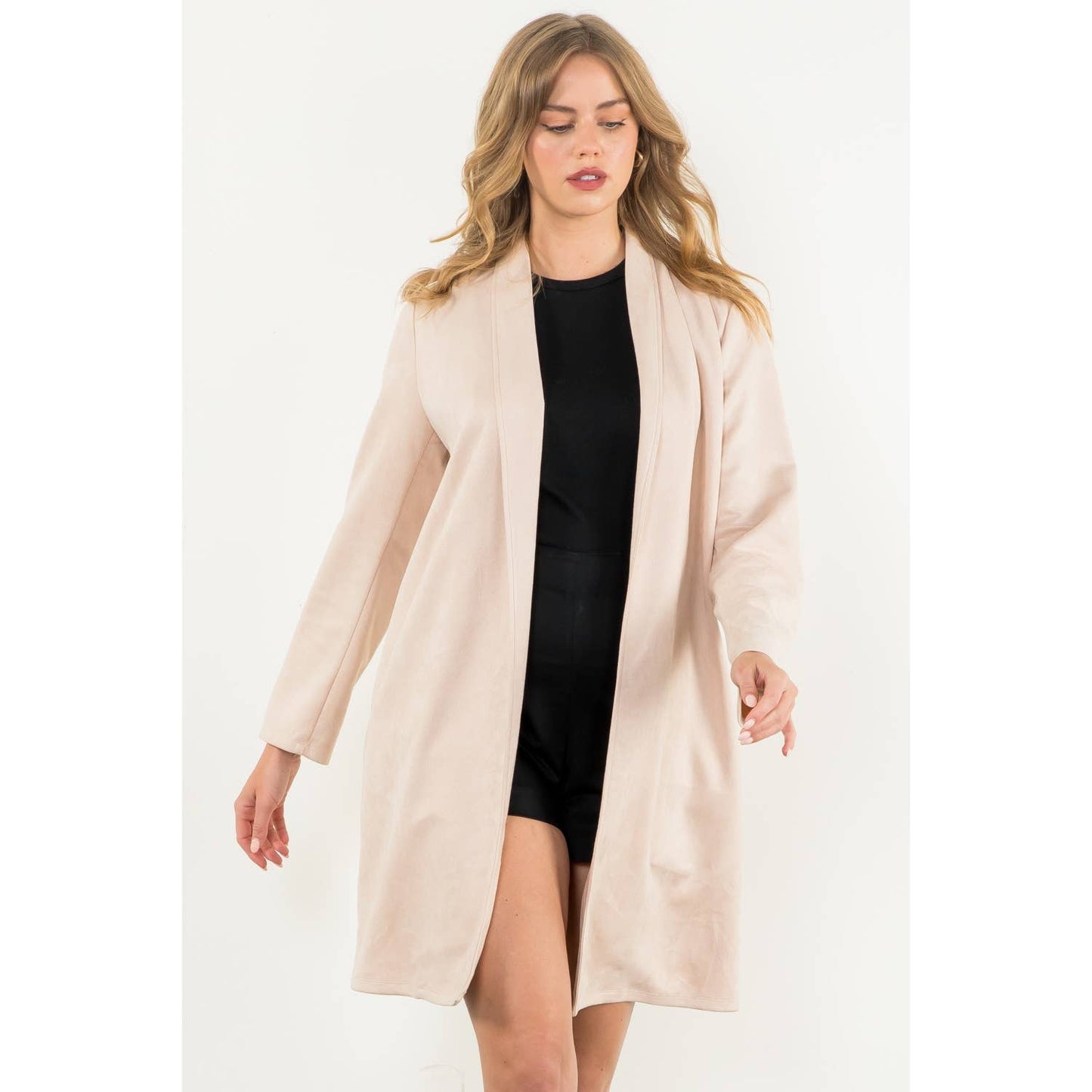 Long Faux Suede Coat