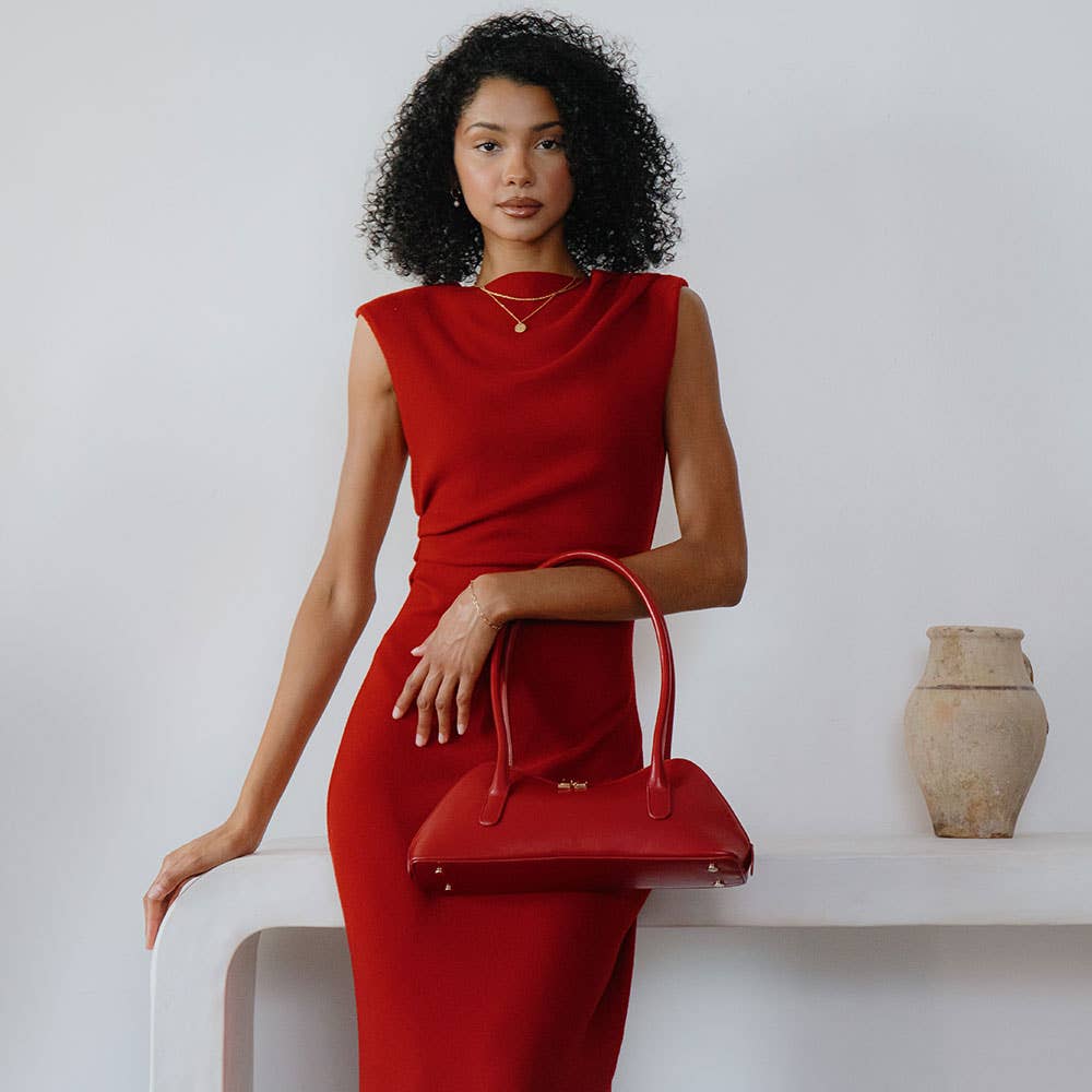 Dakota Recycled Vegan Shoulder Bag - Red