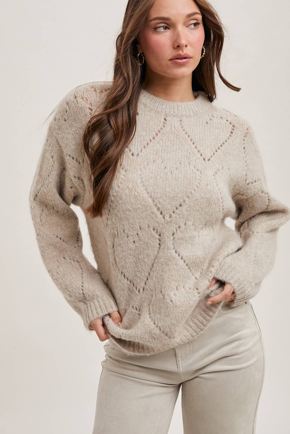 Pointelle Heart Sweater