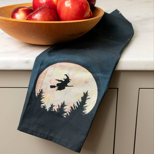 Halloween Witch Moon Kitchen Towel