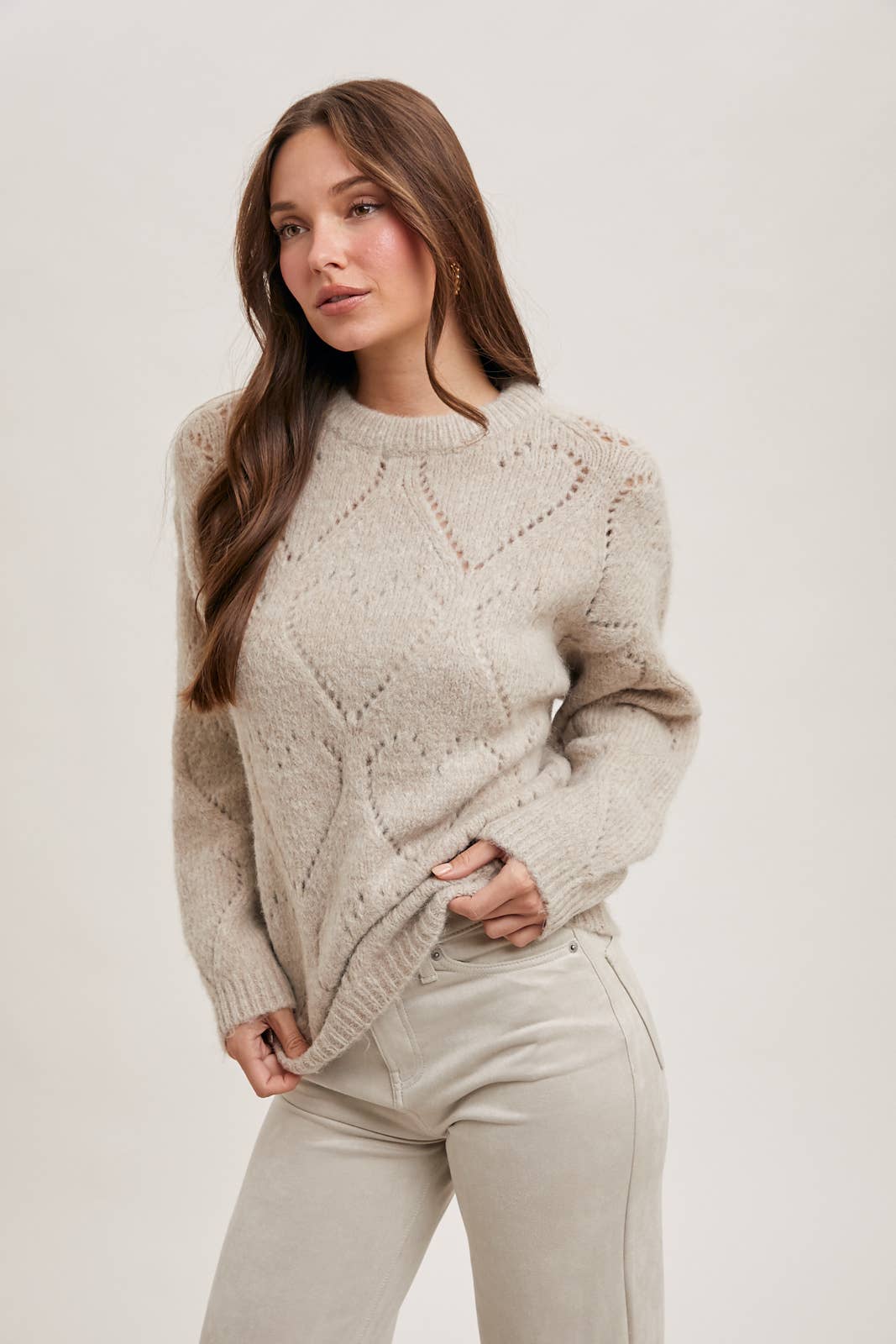 Pointelle Heart Sweater