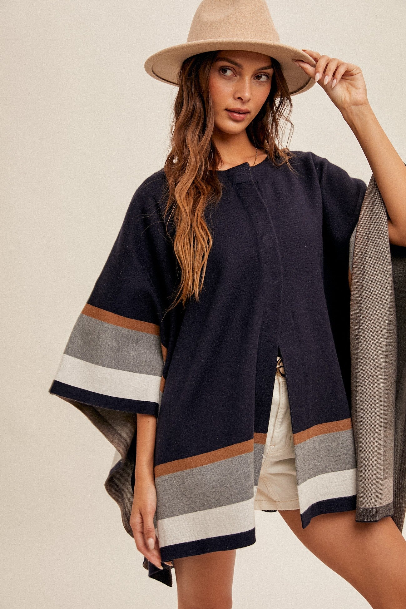 Soft Jacquard Sweater Cape