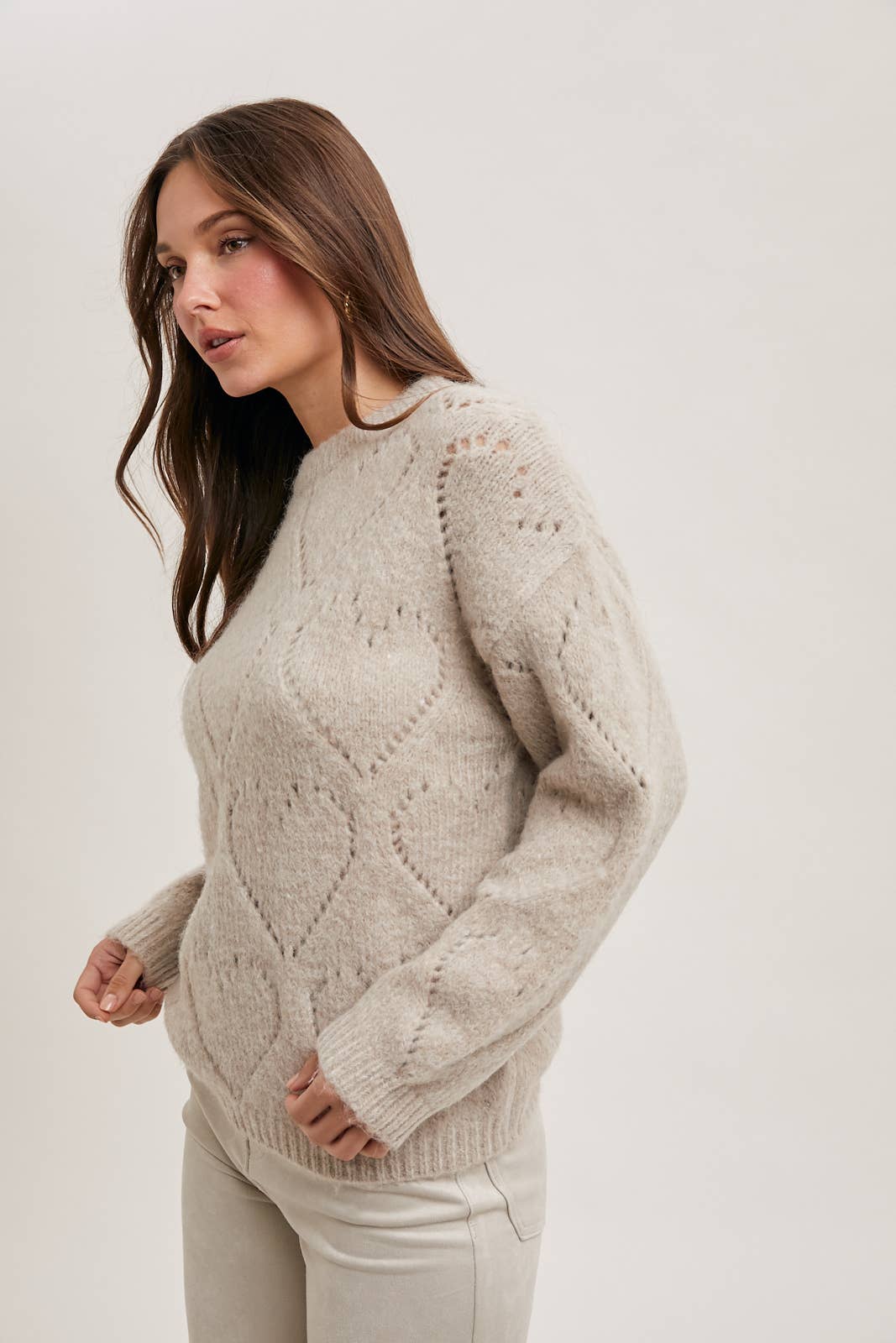 Pointelle Heart Sweater