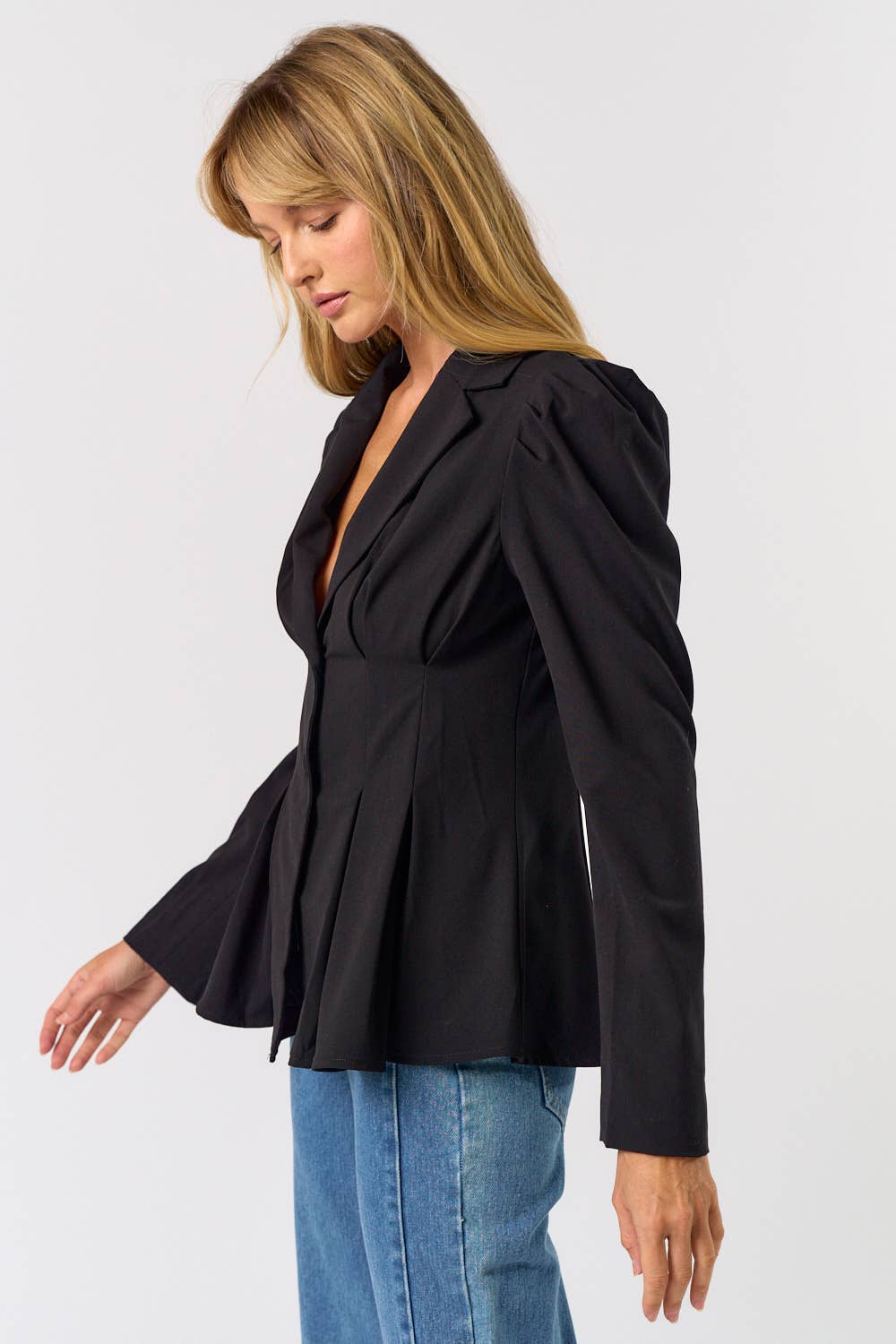 Puff Shoulder Corset Blazer