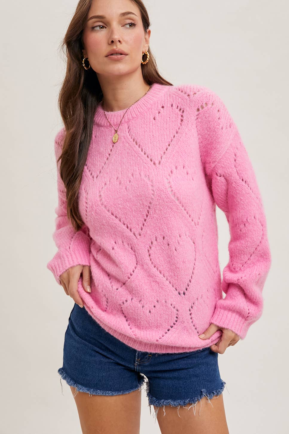 Pointelle Heart Sweater