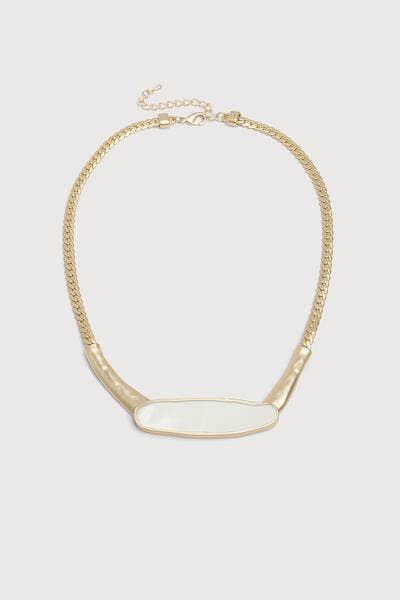 Herringbone Chain Plated Collar Necklace: White