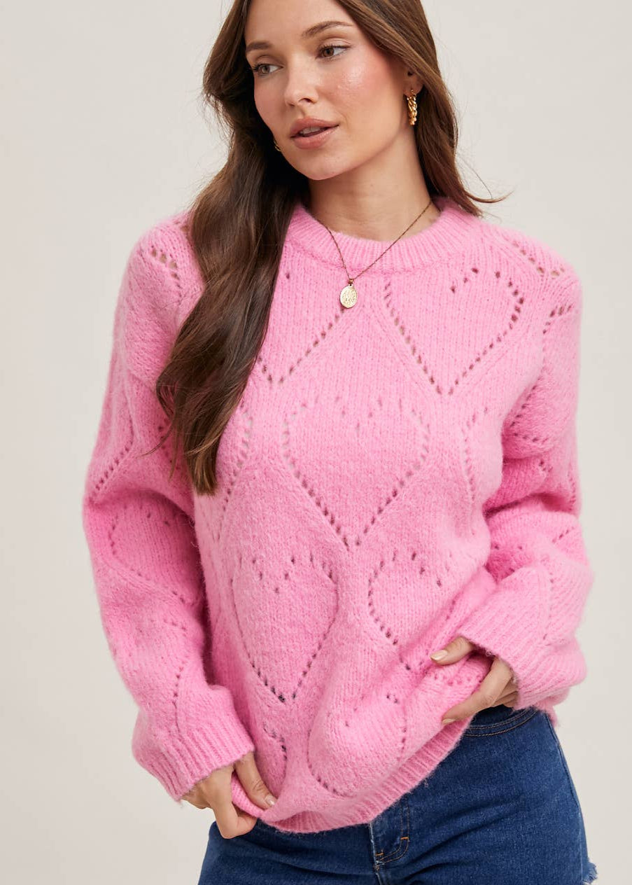 Pointelle Heart Sweater