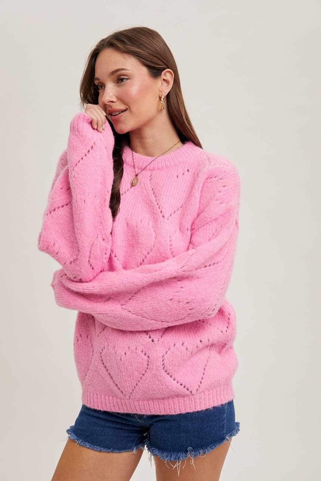 Pointelle Heart Sweater