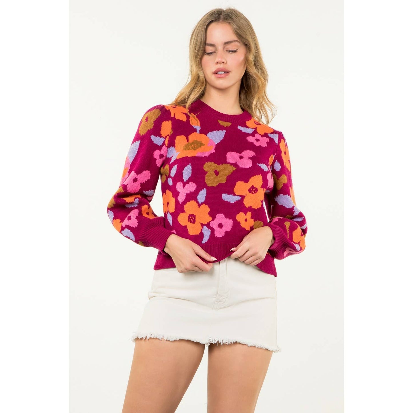 Mia Floral Knit Sweater