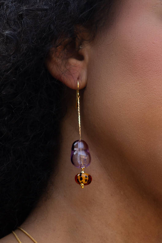 Lennox Dangle Earring - Hand Made Murano Lilac Glass