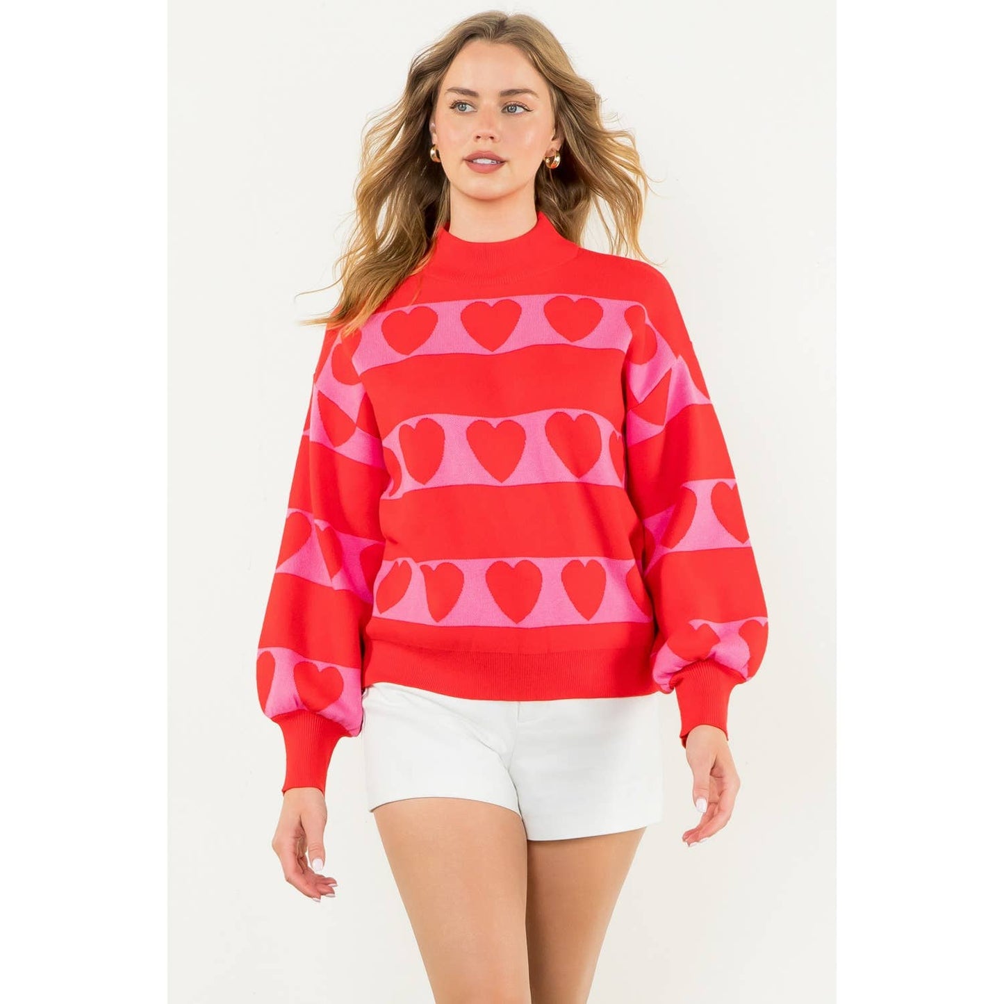 Cherry Red Heart Knit Sweater