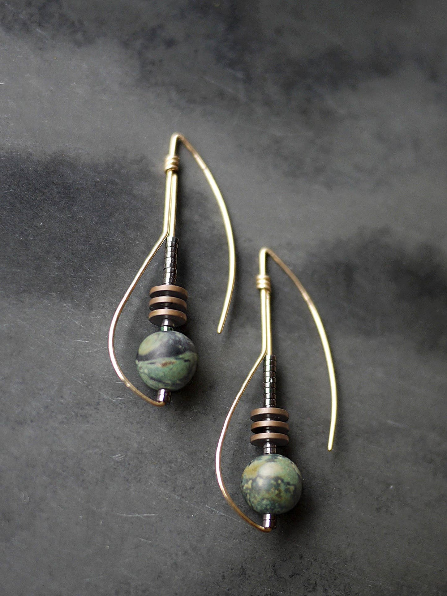 Long Deco Style Earrings - Jasper