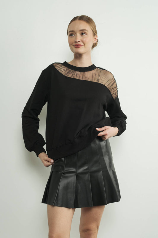 Asymmetrical Tulle Sweater