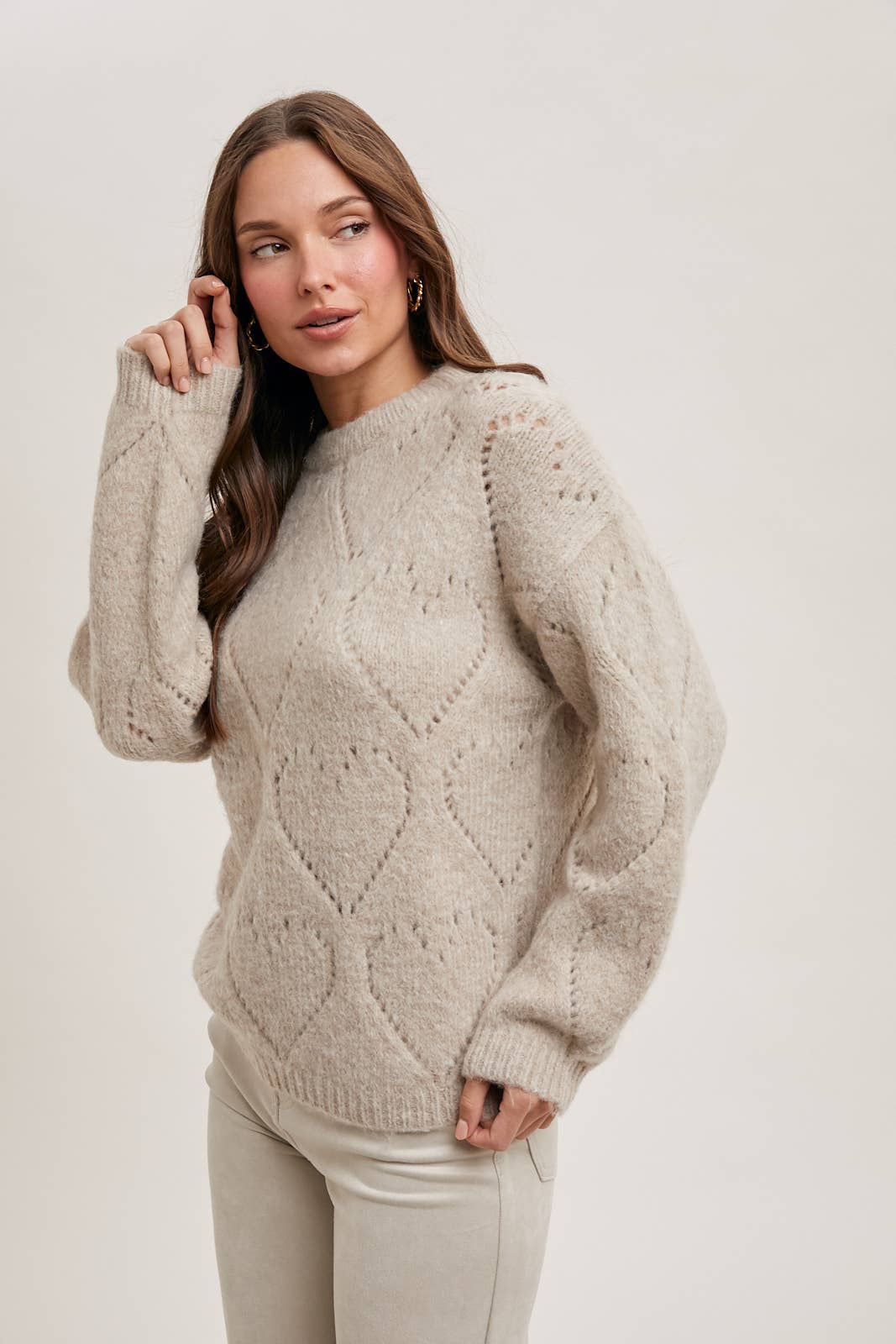 Pointelle Heart Sweater