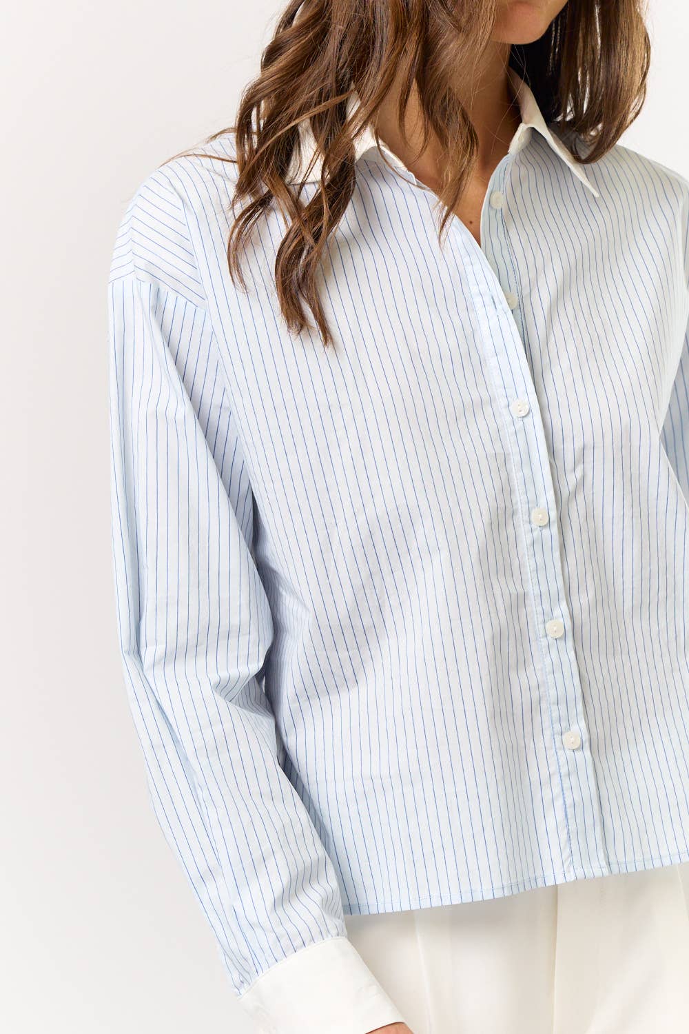 Striped Contrast Button Down