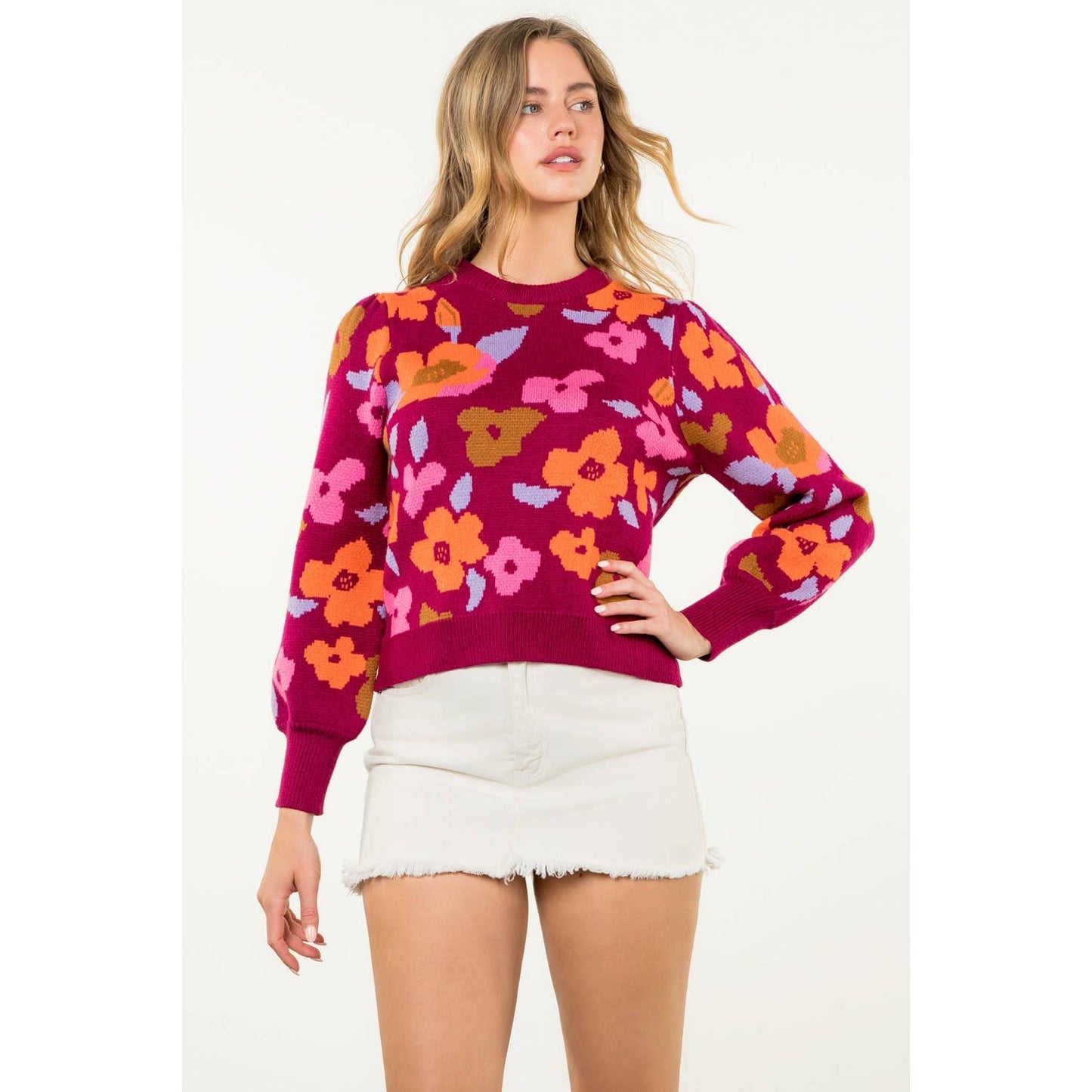 Mia Floral Knit Sweater