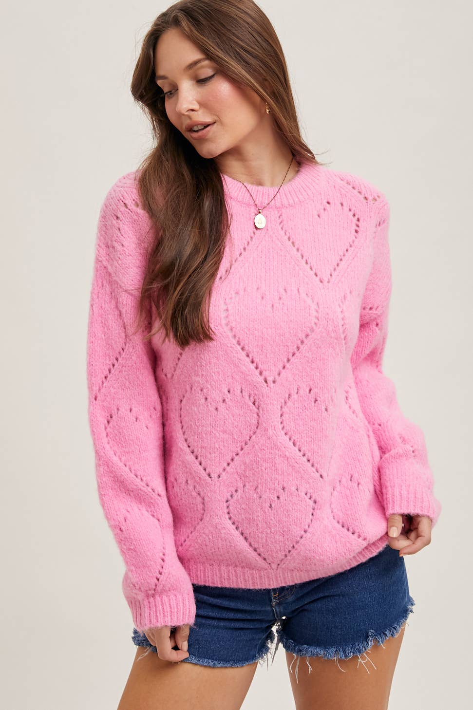 Pointelle Heart Sweater