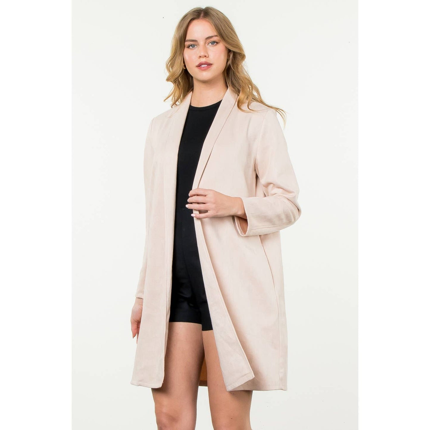 Long Faux Suede Coat