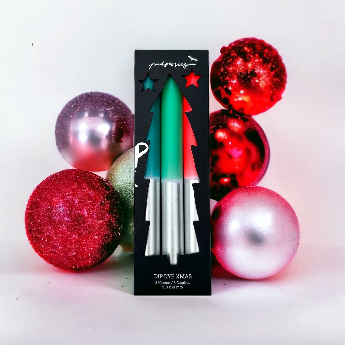 Dip Dye X-Mas Candle - Holly Jolly