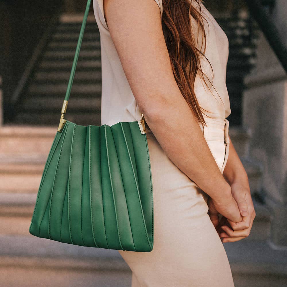 Carrie Pleated Vegan Shoulder Bag - Ivory