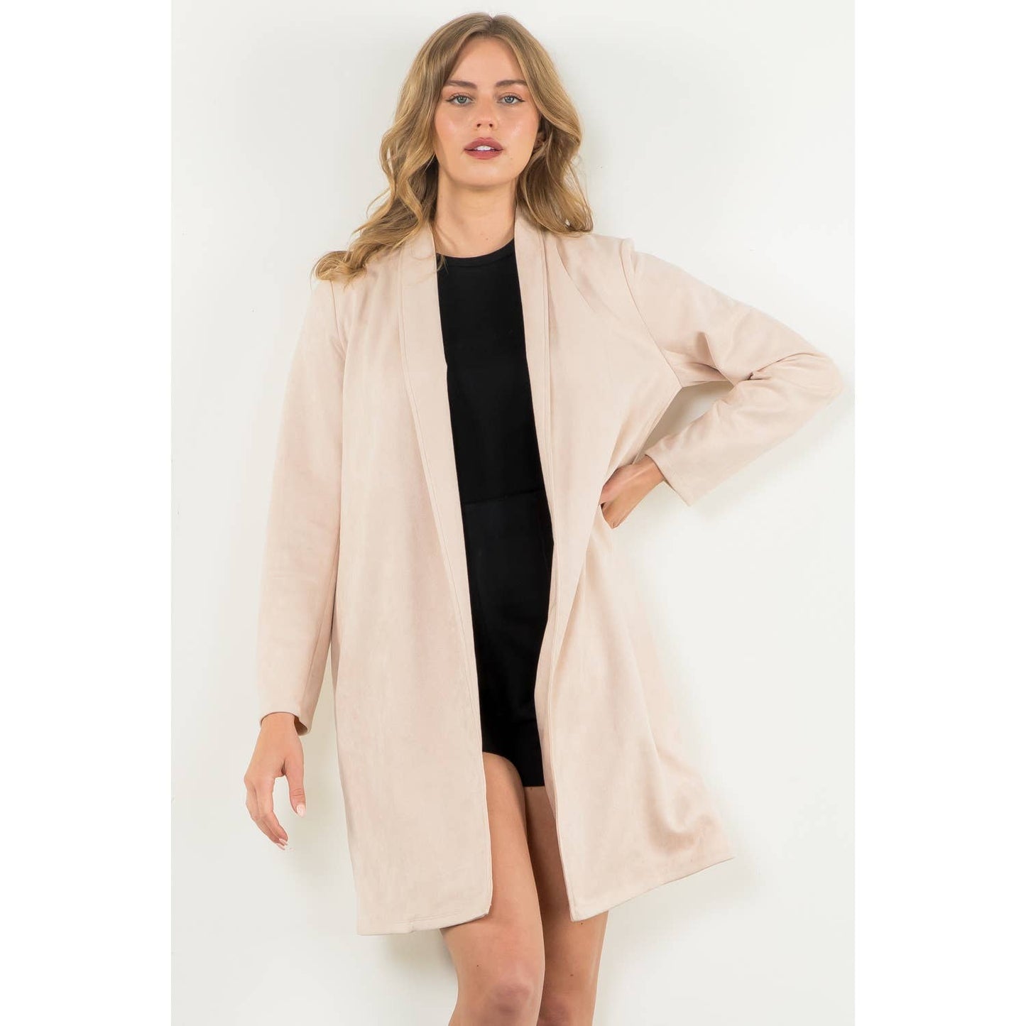 Long Faux Suede Coat