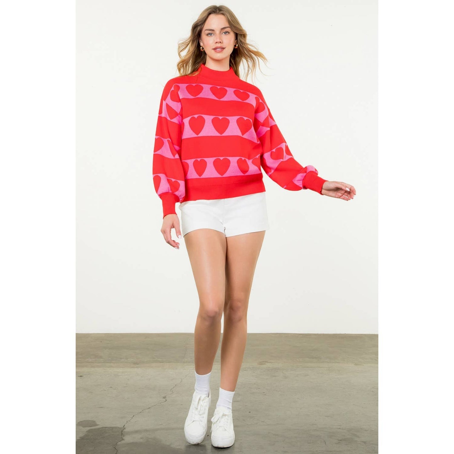 Cherry Red Heart Knit Sweater