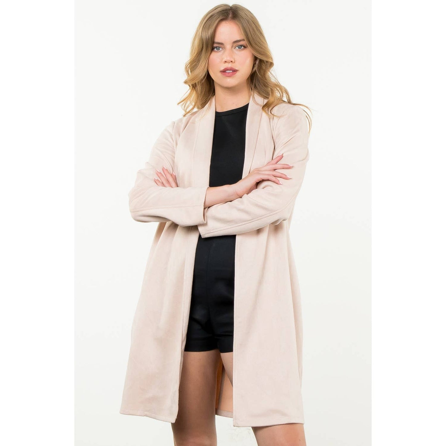 Long Faux Suede Coat