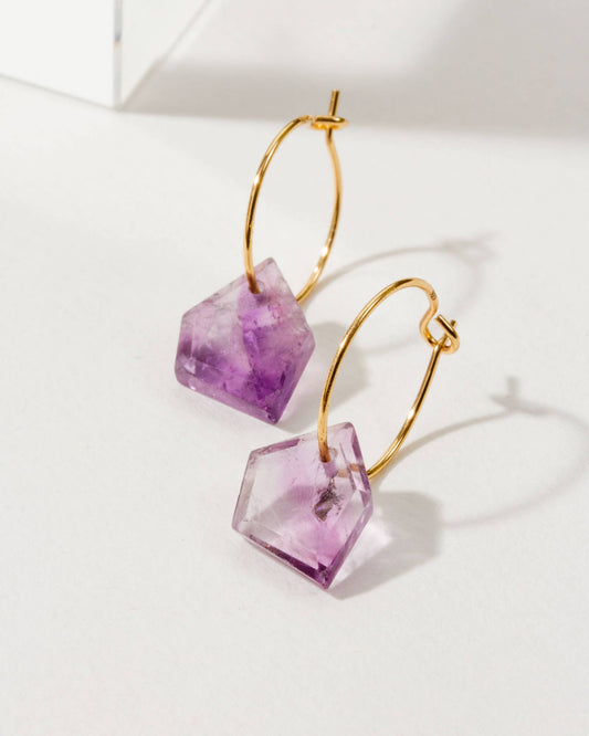 Mini Hoop Earrings - Amethyst