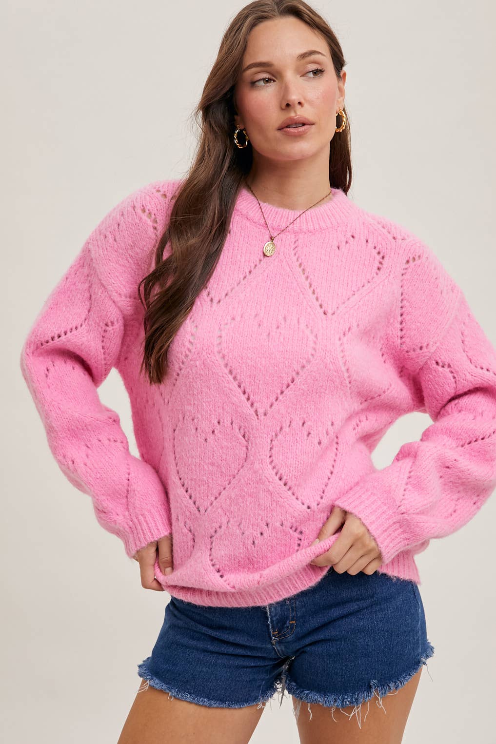 Pointelle Heart Sweater