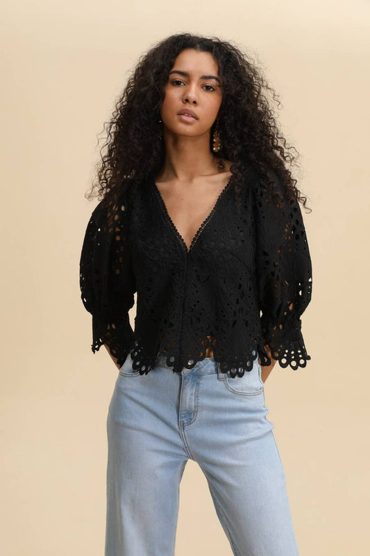 Selena Lace Crop Blouse