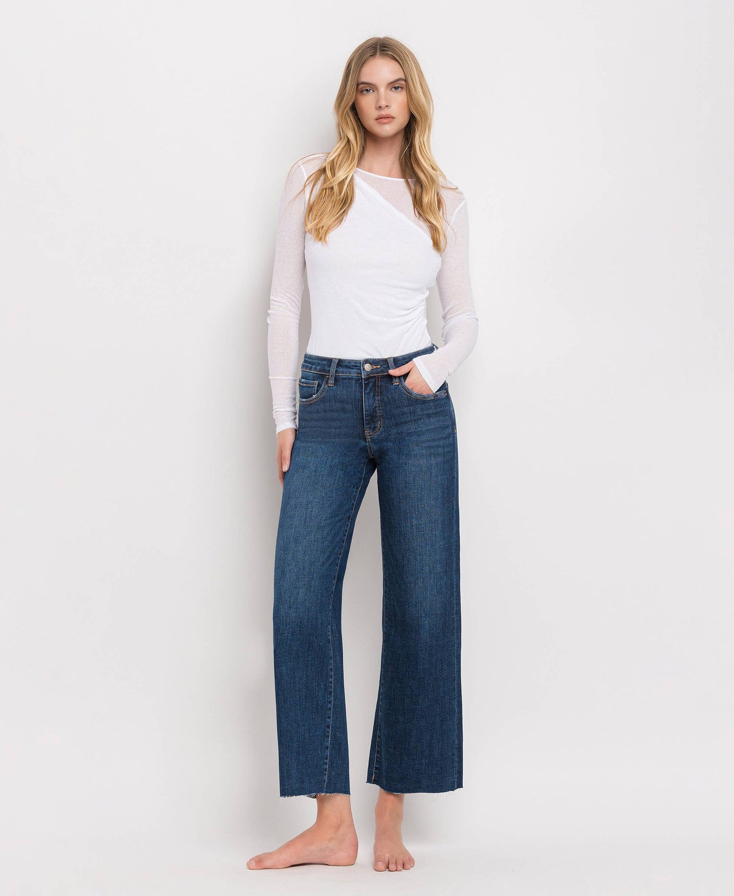 Tummy Control Mid Rise Jeans - Dark Wash