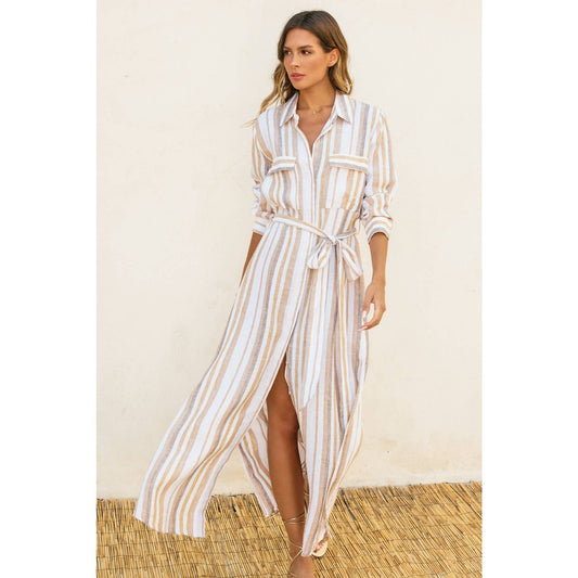 Striped Linen Shirt Dress