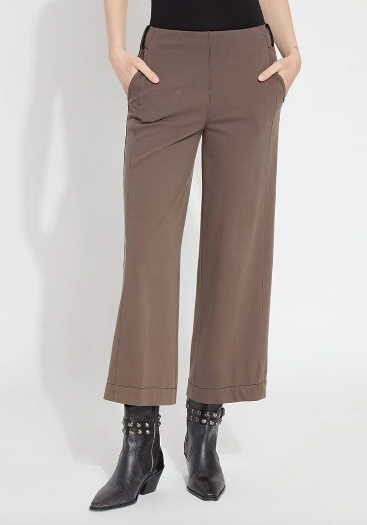 Franca Seamed Wide Leg Crop - Driftwood