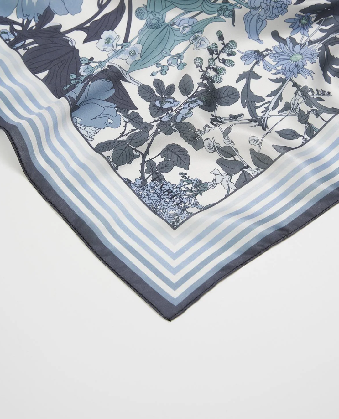 Deco Blooms Blue Square Scarf