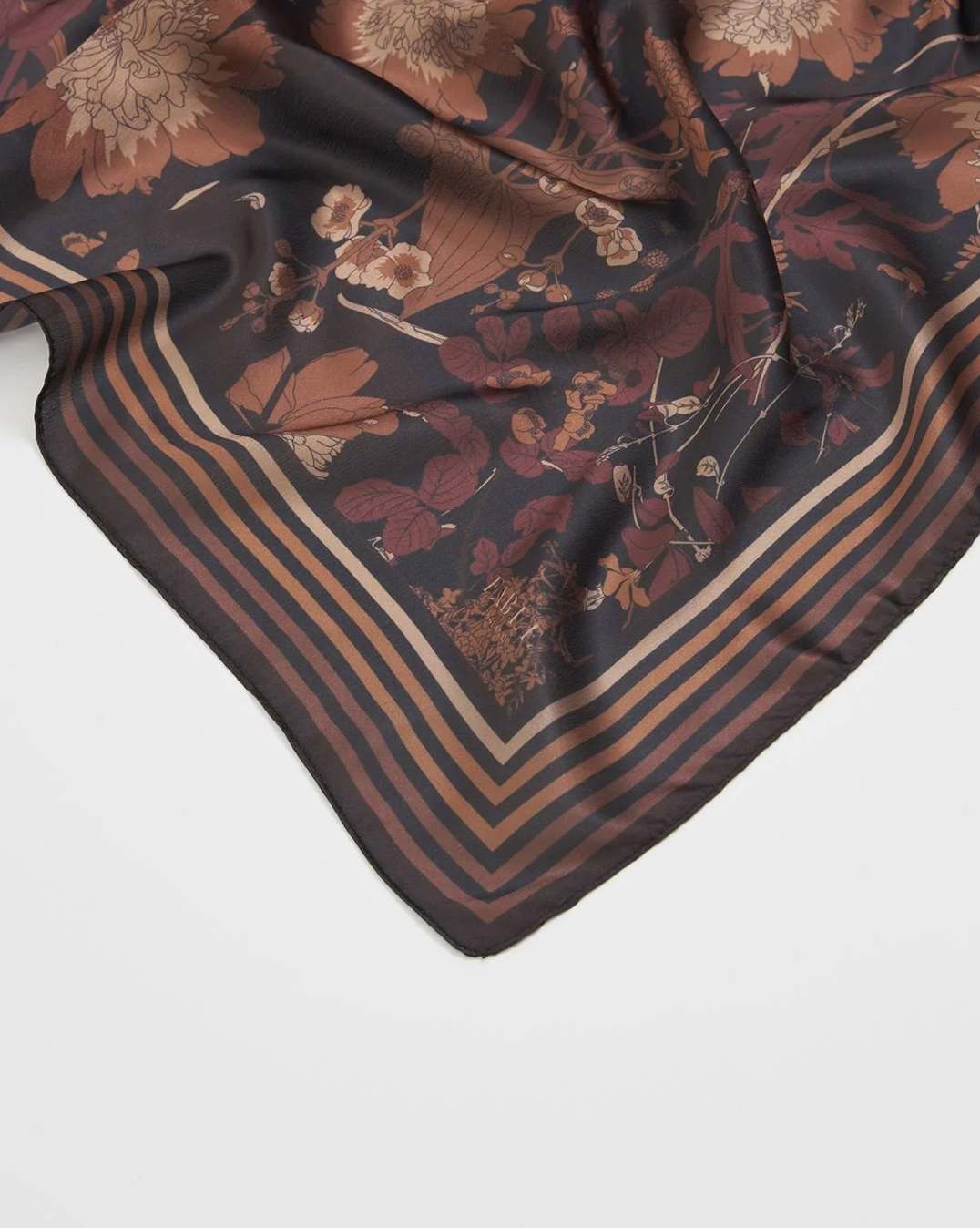 Deco Blooms Black Square Scarf