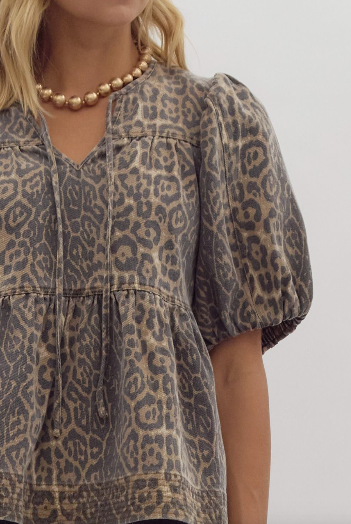 Leopard Print Denim Top