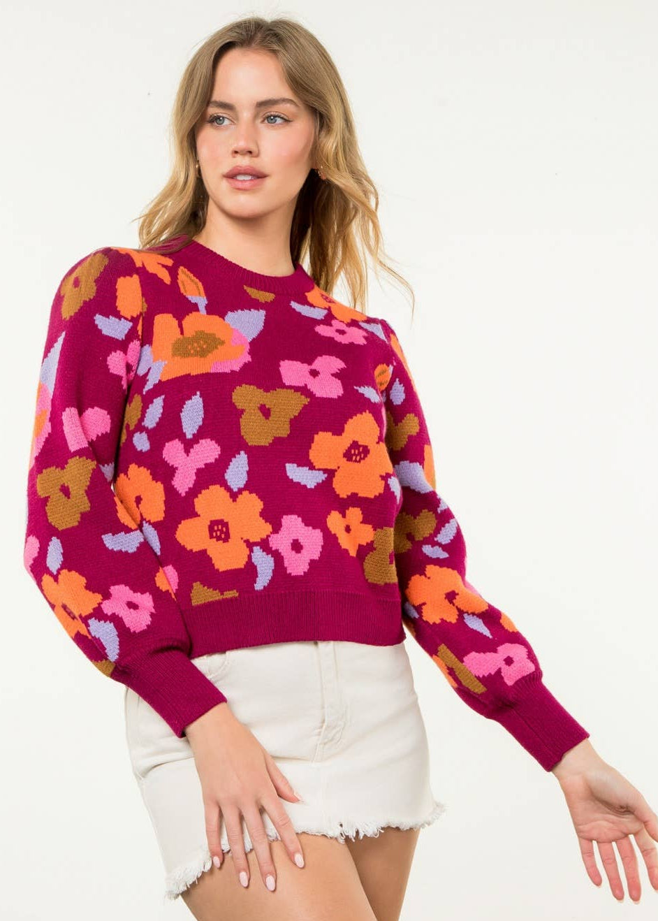 Mia Floral Knit Sweater