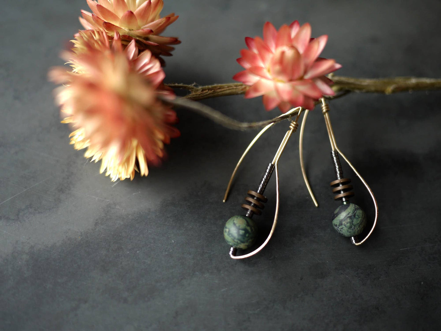 Long Deco Style Earrings - Jasper