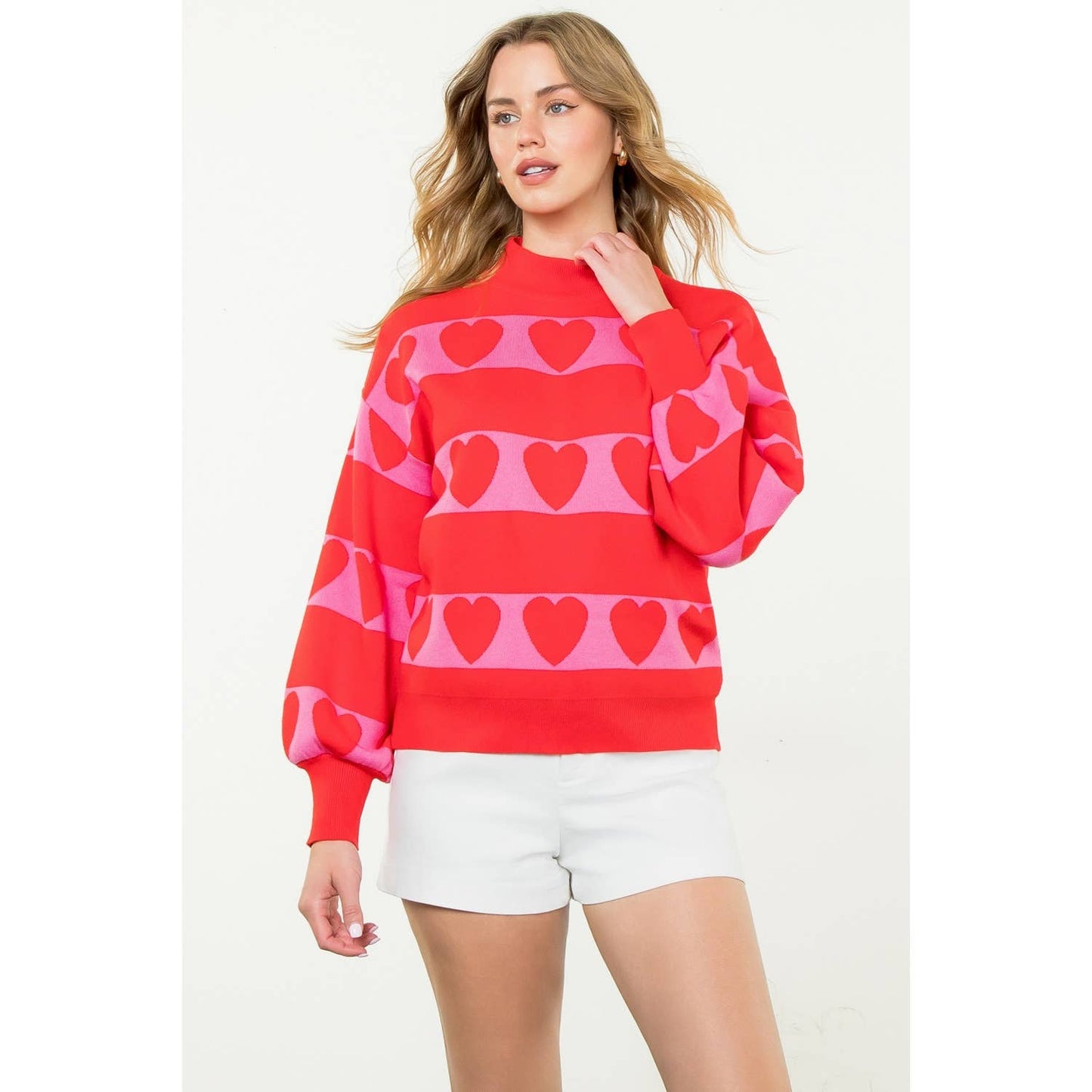 Cherry Red Heart Knit Sweater