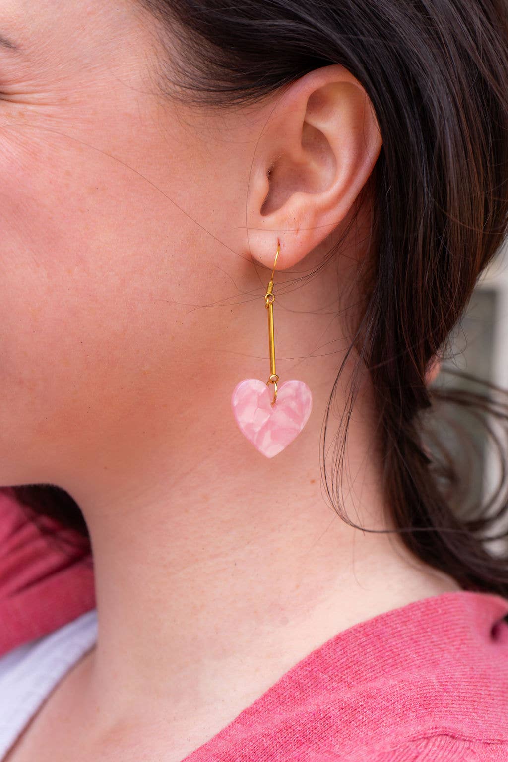 Mina Heart Earrings - Pink