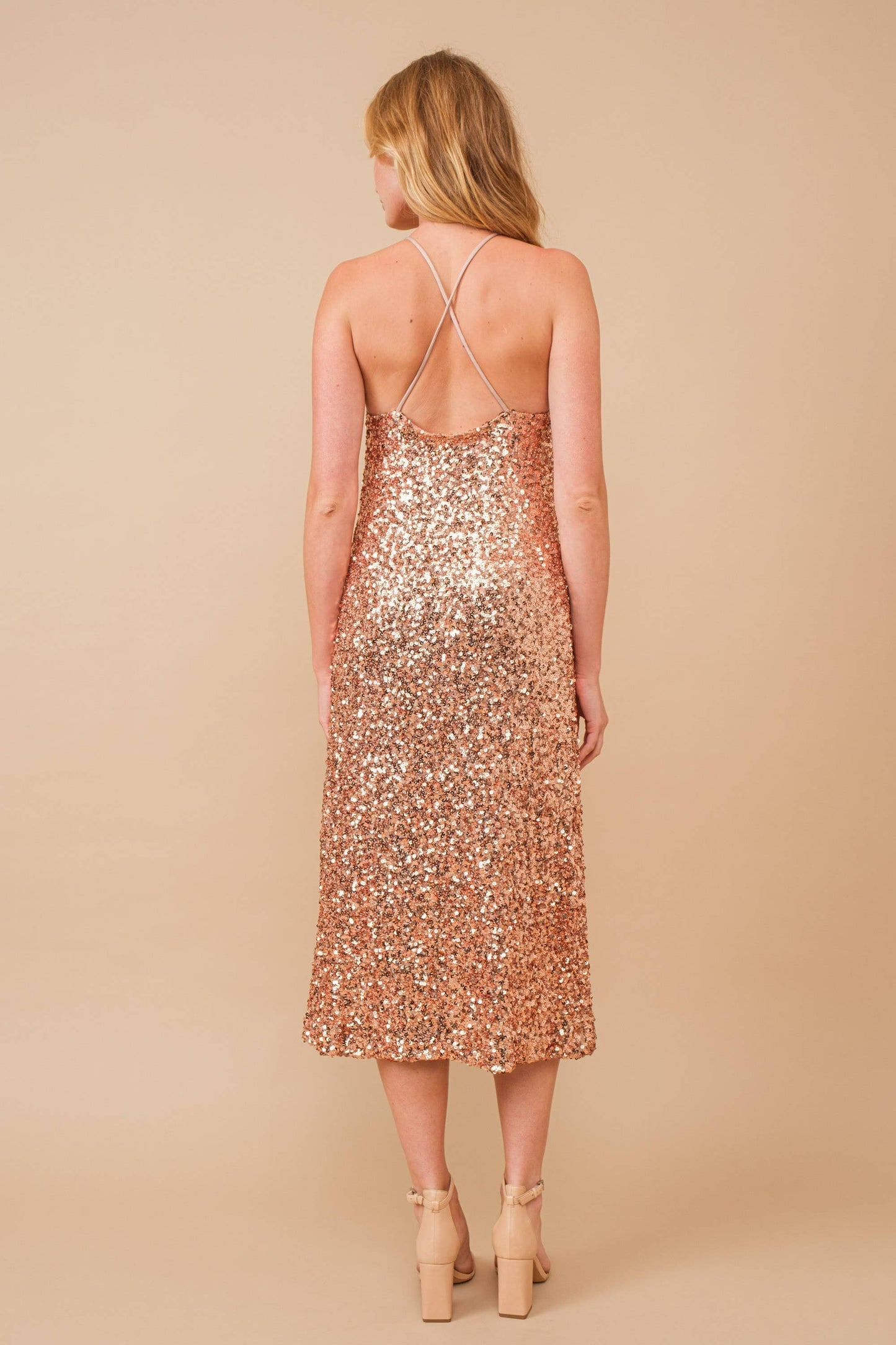 Bronze Sequin Midi Dress