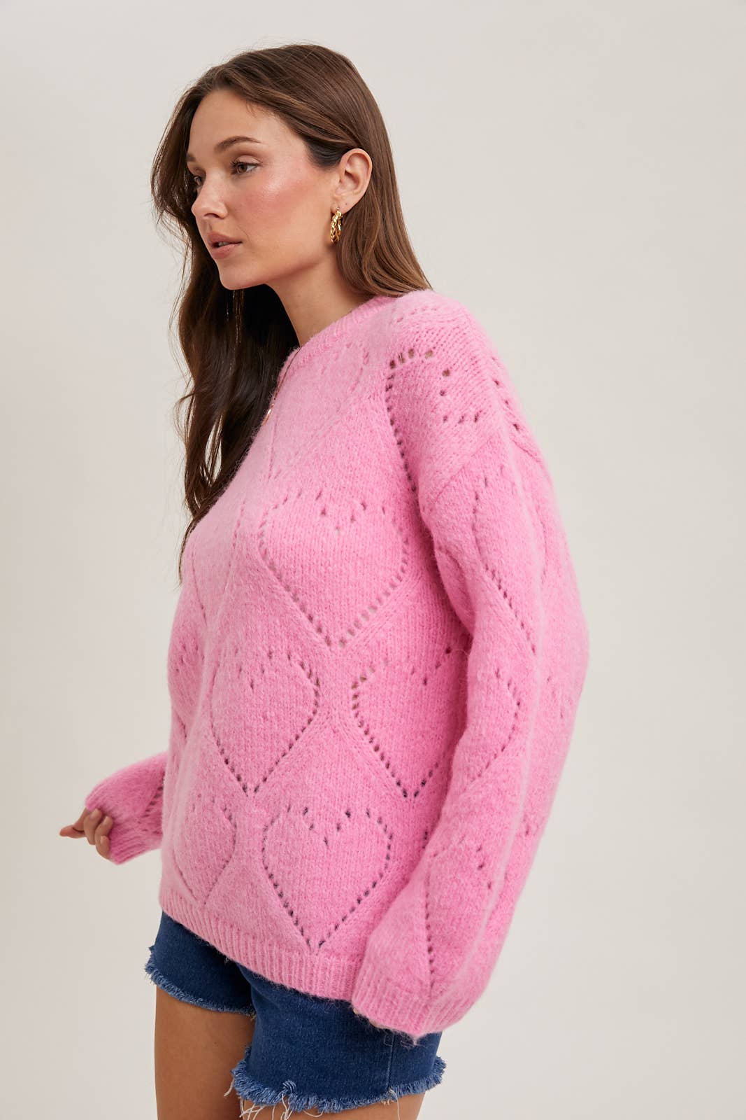 Pointelle Heart Sweater