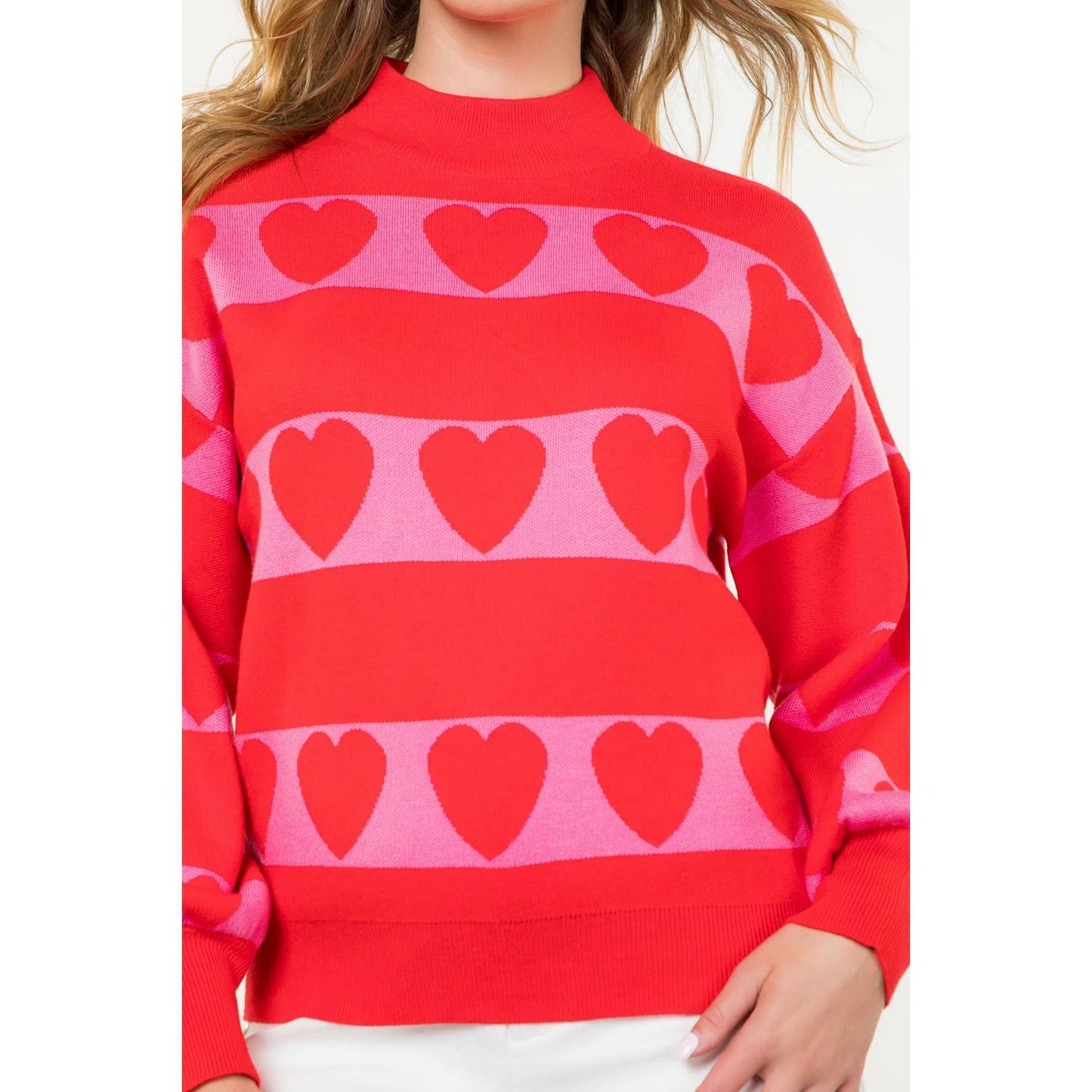 Cherry Red Heart Knit Sweater