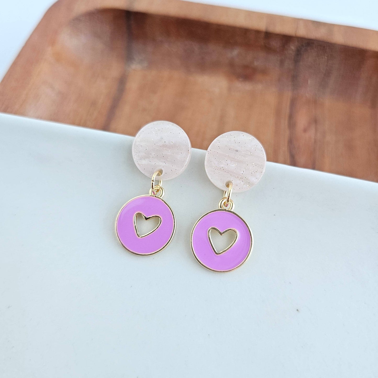 Amora Heart Earrings - Purple