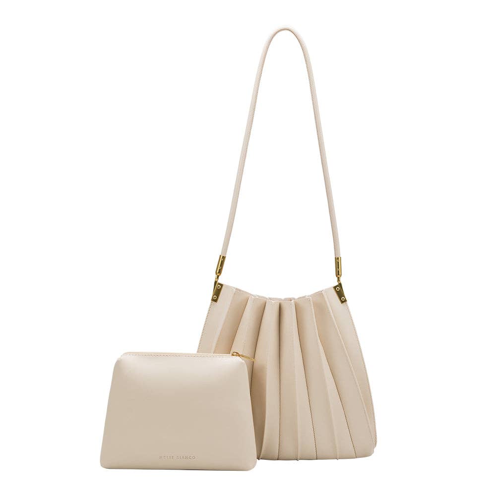 Carrie Pleated Vegan Shoulder Bag - Ivory