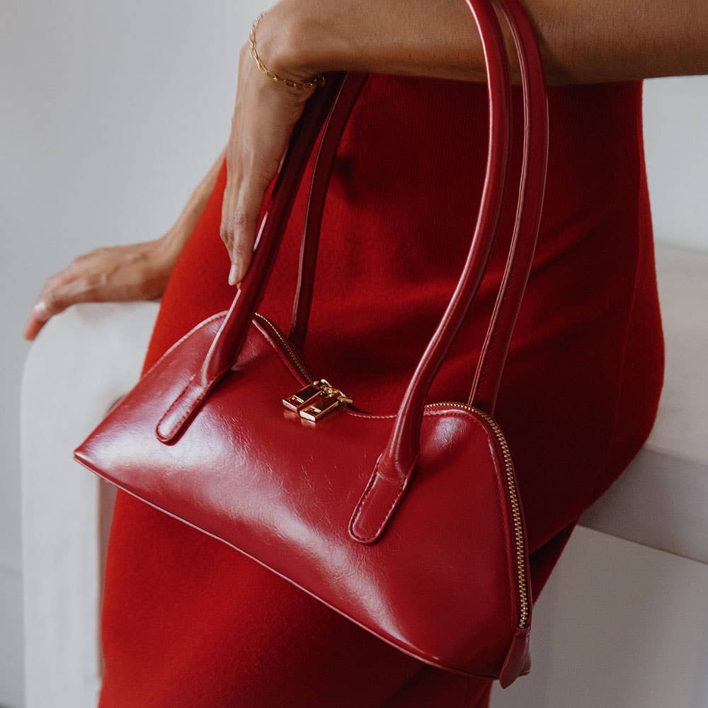 Dakota Recycled Vegan Shoulder Bag - Red