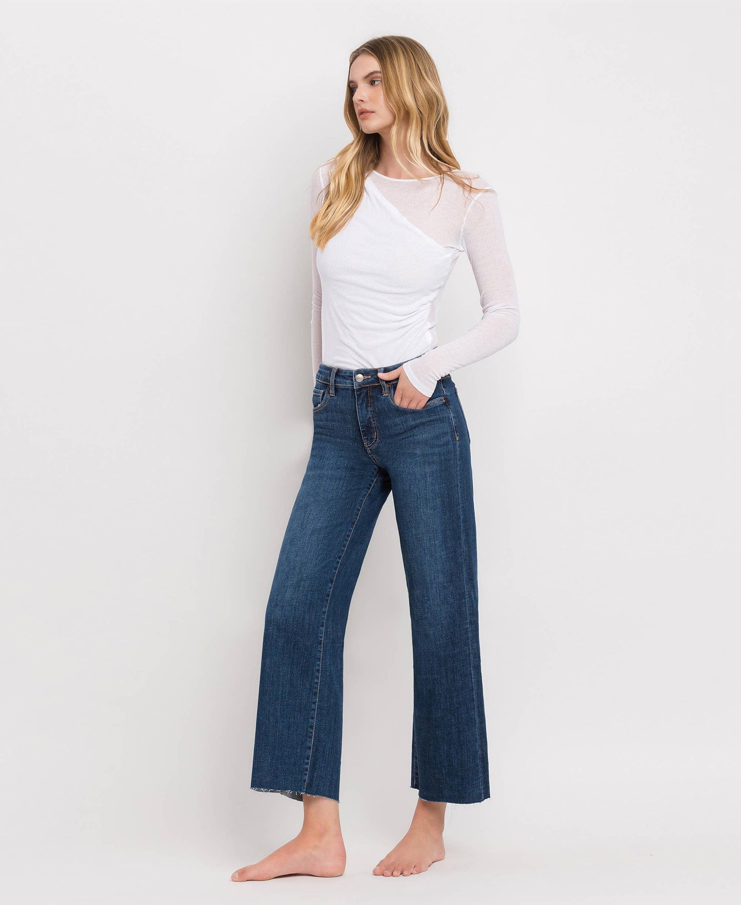 Tummy Control Mid Rise Jeans - Dark Wash